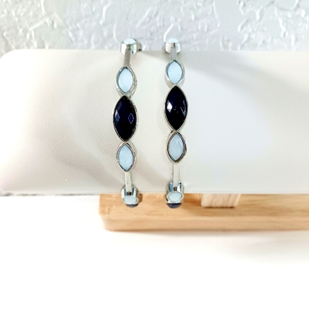 2 Silver & Blue Gemstone Bangles